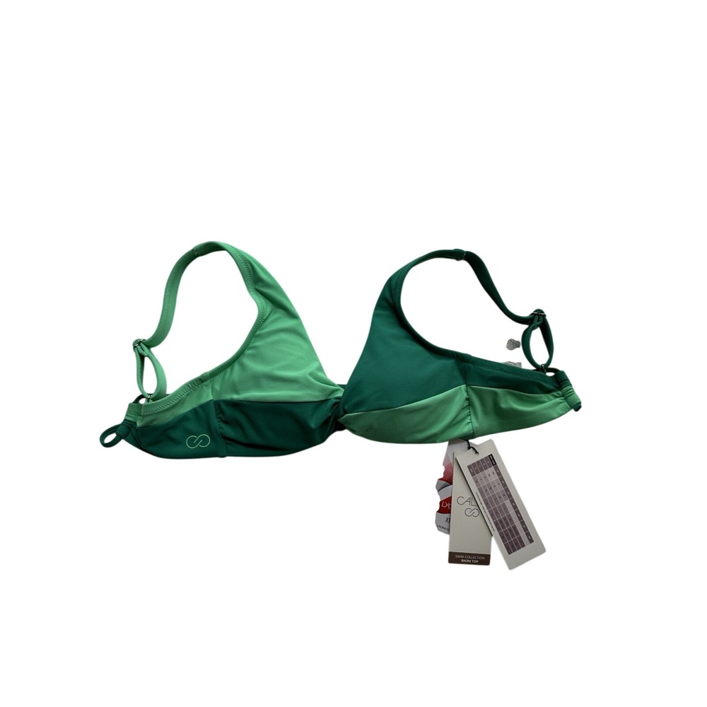CALIA Bikini Top Women XXS Green Colorblock Athletic Swimwear New With Tags